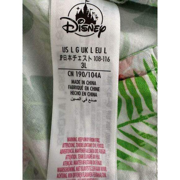 Disney Mickey Mouse Tropical Camp Resort Hawaiian Print Woven Button Size Large - Picture 6 of 9